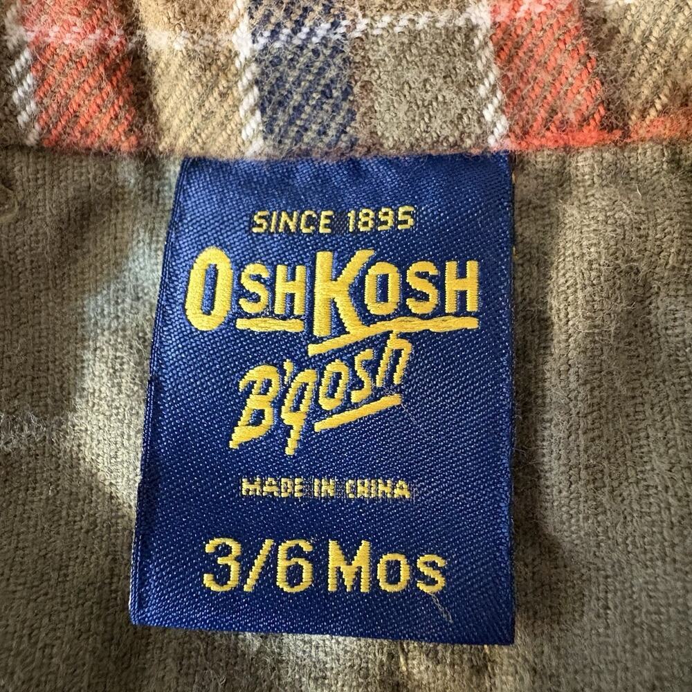 OshKosh B'Gosh Olive Green Corduroy Bib Overalls Size 3-6 M Cotton Vestbak - Picture 12 of 14